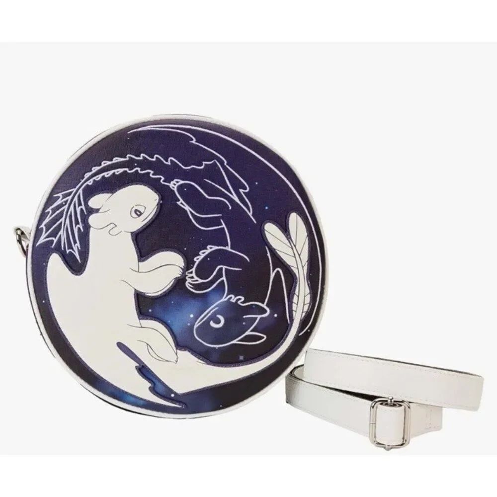 Loungefly How to Train Your Dragon Light & Night Furies Glows Crossbody Bag NWT